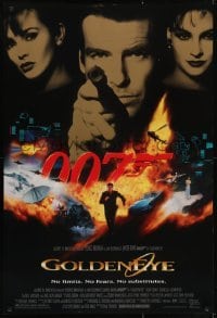 5g687 GOLDENEYE DS 1sh 1995 cast image of Pierce Brosnan as Bond, Isabella Scorupco, Famke Janssen!