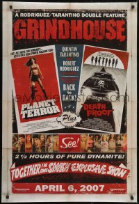 5g696 GRINDHOUSE recalled advance DS 1sh 2007 Rodriguez & Tarantino, Planet Terror & Death Proof!