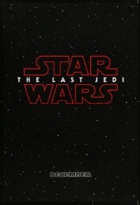5g764 LAST JEDI teaser DS 1sh 2017 black style, Star Wars, Hamill, classic title treatment in space!