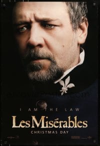 5g775 LES MISERABLES teaser 1sh 2012 Victor Hugo, huge close-up of Russell Crowe as Javert!