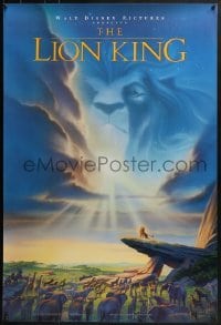 5g779 LION KING DS 1sh 1994 Disney Africa, John Alvin art of Simba on Pride Rock with Mufasa in sky