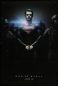5g794 MAN OF STEEL teaser DS 1sh 2013 Henry Cavill in the title role as Superman handcuffed!