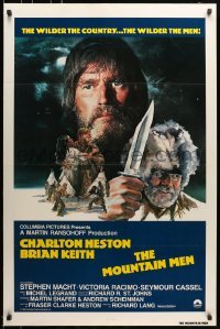 5g812 MOUNTAIN MEN int'l 1sh 1980 different art of mountain men Charlton Heston & Brian Keith!