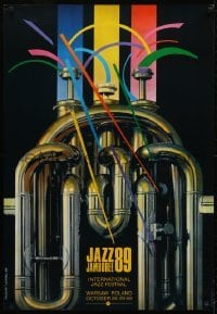 5g073 JAZZ JAMBOREE '89 Polish 26x38 1989 cool art of instrument by Roslaw Szaybo!
