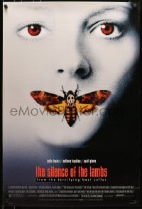 5g900 SILENCE OF THE LAMBS style D DS 1sh 1991 creepy image of Jodie Foster with moth over mouth!