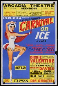 5g144 GERALD PALMER'S CARNIVAL ON ICE 20x30 English advertising poster 1963 ice skating, beauty colour!