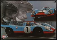 5g145 GULF PORSCHE 917 2-sided 24x34 Swiss advertising poster 1970s Jo Siffert & schematic of racer!