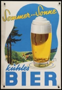 5g152 KUHLES BIER 23x33 German advertising poster 1950 Heinz Fehling art of a glass of beer!