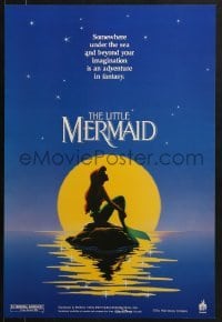 5g483 LITTLE MERMAID 18x26 special poster 1989 Ariel in moonlight, Disney underwater cartoon!