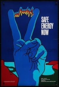5g507 SAFE ENERGY NOW 24x36 special poster 1979 electrified peace sign by artist Milton Glaser!