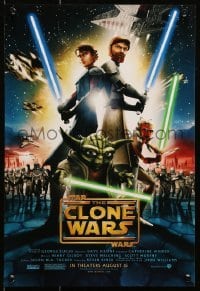 5g264 STAR WARS: THE CLONE WARS mini poster 2008 art of Anakin Skywalker, Yoda, & Obi-Wan Kenobi!