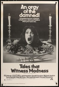 5g937 TALES THAT WITNESS MADNESS 1sh 1973 wacky screaming head on food platter horror image!