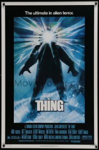 5g945 THING 1sh 1982 John Carpenter classic sci-fi horror, Drew Struzan, regular credit design!
