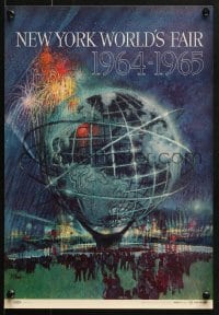 5g007 NEW YORK WORLD'S FAIR 11x16 travel poster 1961 art of the Unisphere & fireworks by Bob Peak!