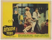 5h162 ALLIGATOR PEOPLE LC #4 1959 great image of Lon Chaney Jr. punching George Macready!