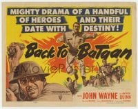 5h009 BACK TO BATAAN TC 1945 art of John Wayne & Anthony Quinn in World War II Philippines!
