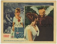 5h209 BLOOD & ROSES LC #5 1961 Roger Vadim, best c/u of Annette Vadim with the vampire monster!