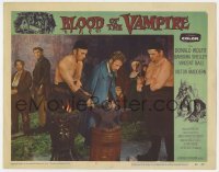 5h210 BLOOD OF THE VAMPIRE LC #7 1958 Vincent Ball has handcuffs put on him by blacksmith!