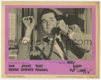 5h225 BOYS' NIGHT OUT LC #1 1962 great close up of happy James Garner talking on telephone!