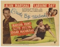 5h014 BRIDE BY MISTAKE TC 1944 sexy mischievous Laraine Day & soldier Alan Marshal!