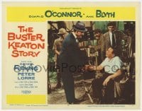 5h240 BUSTER KEATON STORY LC #5 1957 c/u of Donald O'Connor shaking hands with Peter Lorre!