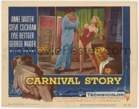 5h245 CARNIVAL STORY LC #2 1954 Anne Baxter in skimpy outfit slapped by angry Steve Cochran!
