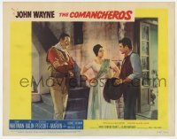 5h266 COMANCHEROS LC #1 1961 pretty Ina Balin between John Wayne & Stuart Whitman, Michael Curtiz!