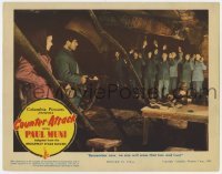 5h282 COUNTER-ATTACK LC 1945 Paul Muni with machine gun says no one will cross the line & live!