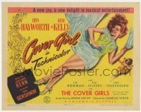 5h023 COVER GIRL TC 1944 sexy full-length Rita Hayworth laying down with flowing red hair!