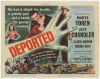 5h030 DEPORTED TC 1950 Jeff Chandler had a greedy gun & a taste for gaudy women like Marta Toren!