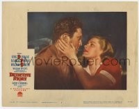 5h312 DETECTIVE STORY LC #7 1951 William Wyler, romantic c/u of Kirk Douglas & Eleanor Parker!