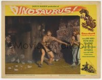5h323 DINOSAURUS LC #2 1960 wacky image of caveman in loincloth with terrified girl & boy!