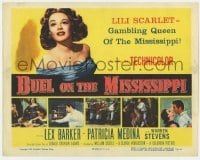 5h033 DUEL ON THE MISSISSIPPI TC 1955 sexy Patricia Medina, America's notorious gambling queen!