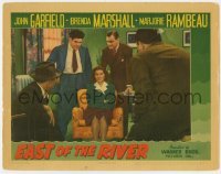 5h342 EAST OF THE RIVER LC 1940 Douglas Fowley & others stand around Brenda Marshall, who won't talk