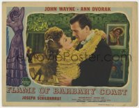 5h374 FLAME OF BARBARY COAST LC 1945 romantic close up of Ann Dvorak & big John Wayne embracing!