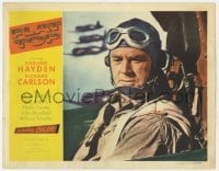 5h376 FLAT TOP LC 1952 great close up of pilot Sterling Hayden in his World War II airplane!