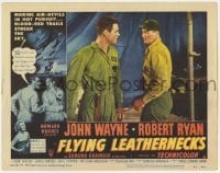 5h383 FLYING LEATHERNECKS LC #8 1951 John Wayne stares down Robert Ryan in tent, Howard Hughes