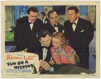 5h397 FUN ON A WEEKEND LC #6 1947 Priscilla Lane, Fowley & others watch Eddie Bracken gambling!