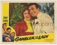 5h400 GAMBLER & THE LADY LC #2 1952 Hammer, close up of smiling Dane Clark & pretty Naomi Chance!