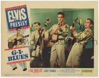 5h399 G.I. BLUES LC #5 1960 great image of Elvis Presley in uniform playing guitar with band!