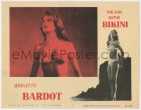 5h408 GIRL IN THE BIKINI LC #1 1958 best close up of sexy Brigitte Bardot in skimpy swimsuit!