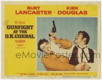 5h427 GUNFIGHT AT THE O.K. CORRAL LC #7 1957 c/u of Burt Lancaster & Kirk Douglas fighting for gun!