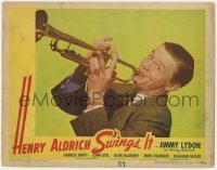 5h436 HENRY ALDRICH SWINGS IT LC #8 1943 best close up of Jimmy Lydon playing trumpet!