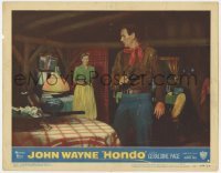 5h456 HONDO 3D LC #5 1953 c/u of Geraldine Page getting the drop on John Wayne holding gun!