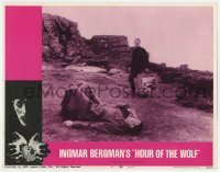 5h461 HOUR OF THE WOLF LC #6 1968 Ingmar Bergman's Vargtimmen, Max Von Sydow by man on ground!