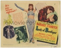 5h068 LADY OF BURLESQUE TC 1943 great image of sexy Barbara Stanwyck in two-piece dress!