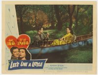 5h572 LET'S LIVE A LITTLE LC #3 1948 beautiful Hedy Lamarr in canoe with Robert Cummings!
