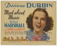5h074 MAD ABOUT MUSIC TC 1938 huge close up headshot portrait of young singing Deanna Durbin!