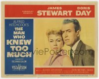 5h605 MAN WHO KNEW TOO MUCH LC #7 1956 c/u of James Stewart & Doris Day, Alfred Hitchcock classic!
