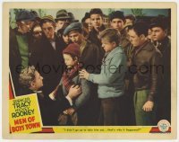 5h621 MEN OF BOYS TOWN LC 1941 Spencer Tracy as Father Flanagan talks to Mickey Rooney & boys!
